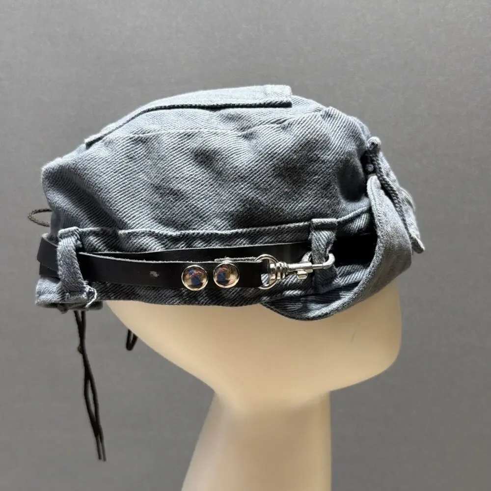 Robo Cap Denim Biker Hat Cap Size M The Road Rag Vintage Unisex With HD Patch
